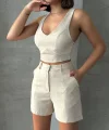Şortlu keten takım s255014