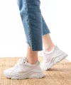 SP-149 Beyaz Gümüş Bağcıklı Fileli Günlük Spor Ayakkabı