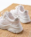 SP-149 Beyaz Gümüş Bağcıklı Fileli Günlük Spor Ayakkabı