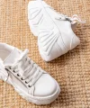 SP-156 Beyaz Bağcıklı Fermuarlı Yüksek Taban Günlük Spor Ayakkabı