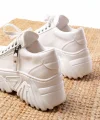 SP-156 Beyaz Bağcıklı Fermuarlı Yüksek Taban Günlük Spor Ayakkabı