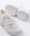 SP-2024 Beyaz Günlük Bağcıklı Fileli Taş Aksesuarlı Kadın Spor Ayakkabı