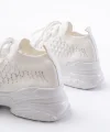 SP-2024 Beyaz Günlük Bağcıklı Fileli Taş Aksesuarlı Kadın Spor Ayakkabı