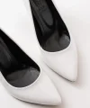 ST-001 Beyaz Rugan Günlük 9 cm Topuklu Bayan Stiletto Ayakkabı