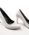 ST-001 Beyaz Rugan Günlük 9 cm Topuklu Bayan Stiletto Ayakkabı