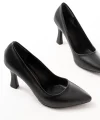 ST-001 Siyah Günlük 9 cm Topuklu Bayan Stiletto Ayakkabı