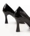 ST-001 Siyah Rugan Günlük 9 cm Topuklu Bayan Stiletto Ayakkabı