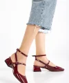 ST-003 Bordo Rugan Günlük 4 cm Topuklu Bayan Ayakkabı