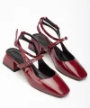 ST-003 Bordo Rugan Günlük 4 cm Topuklu Bayan Ayakkabı