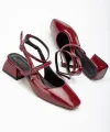 ST-003 Bordo Rugan Günlük 4 cm Topuklu Bayan Ayakkabı