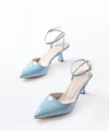 ST-004 Bebe Mavi Rugan Günlük 7 cm Topuklu Bayan Ayakkabı