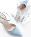 ST-004 Bebe Mavi Rugan Günlük 7 cm Topuklu Bayan Ayakkabı