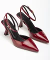 ST-004 Bordo Rugan Günlük 7 cm Topuklu Bayan Ayakkabı