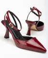 ST-004 Bordo Rugan Günlük 7 cm Topuklu Bayan Ayakkabı