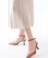 ST-004 Vizon Rugan Günlük 7 cm Topuklu Bayan Ayakkabı
