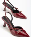 ST-005 Bordo Rugan Günlük 7 cm Topuklu Bayan Ayakkabı