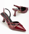 ST-005 Bordo Rugan Günlük 7 cm Topuklu Bayan Ayakkabı