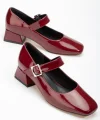ST-006 Bordo Rugan Günlük 4 cm Topuklu Bayan Ayakkabı