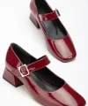 ST-006 Bordo Rugan Günlük 4 cm Topuklu Bayan Ayakkabı
