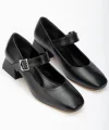 ST-006 Siyah Günlük 4 cm Topuklu Bayan Ayakkabı