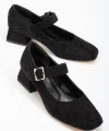 ST-006 Siyah Süet Günlük 4 cm Topuklu Bayan Ayakkabı