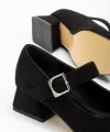 ST-006 Siyah Süet Günlük 4 cm Topuklu Bayan Ayakkabı