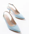 ST-1152 Bebe Mavi Rugan Günlük 7 cm Topuklu Kadın Ayakkabı