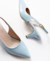 ST-1152 Bebe Mavi Rugan Günlük 7 cm Topuklu Kadın Ayakkabı