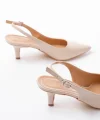 ST-1152 Bej Günlük 7 cm Topuklu Kadın Ayakkabı