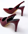 ST-1153 Bordo Rugan Günlük Arkası Açık 9 cm Topuklu Kadın Ayakkabı