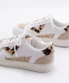 SV-01 Beyaz Leopar Desenli Bağcıklı Kadın Spor Ayakkabı
