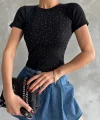 Taş baskılı kaş korse bluz