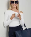 Tek Omuz İpli Bluz Beyaz T4328