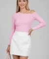 Tek Omuz İpli Bluz Pembe T4328