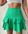 Valonlu fırfırlı etek yeşil s24681