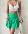 Valonlu fırfırlı etek yeşil s24681