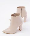 VRT-4801 Bej Yüksek Kalın Topuklu Fermuarlı Kadın Bot