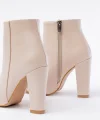 VRT-4801 Bej Yüksek Kalın Topuklu Fermuarlı Kadın Bot