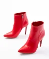 VRT-4802 Kırmızı Yüksek İnce Topuklu Fermuarlı Kadın Bot