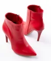 VRT-4802 Kırmızı Yüksek İnce Topuklu Fermuarlı Kadın Bot