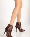 VRT-4802 Leopar Yüksek İnce Topuklu Fermuarlı Kadın Bot