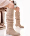 Winda Bej Süet Körüklü Çizme