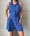 Yakalı şort tulum