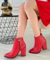 Yoont Kırmızı Cilt Topuklu Bot