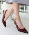 Zalin Bordo Rugan Topuklu Ayakkabı