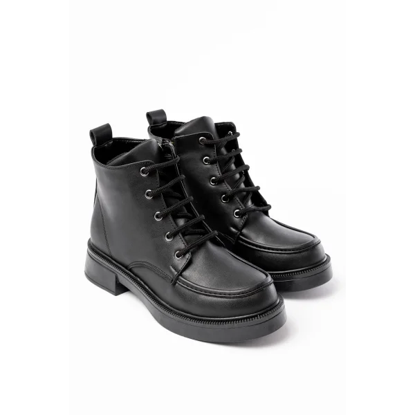 02-2001 Siyah Bağcıklı Fermuarlı Günlük Kadın Bot