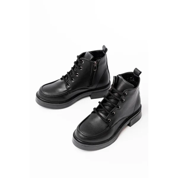 02-2001 Siyah Bağcıklı Fermuarlı Günlük Kadın Bot