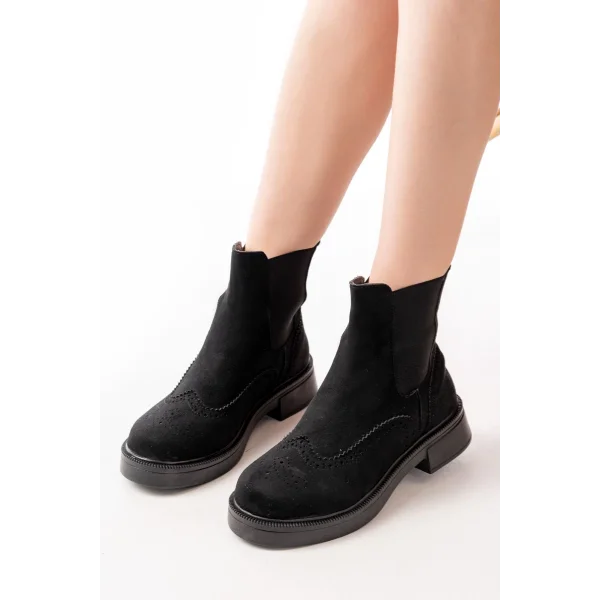02-2002 Siyah Süet Lastikli Günlük Kadın Bot