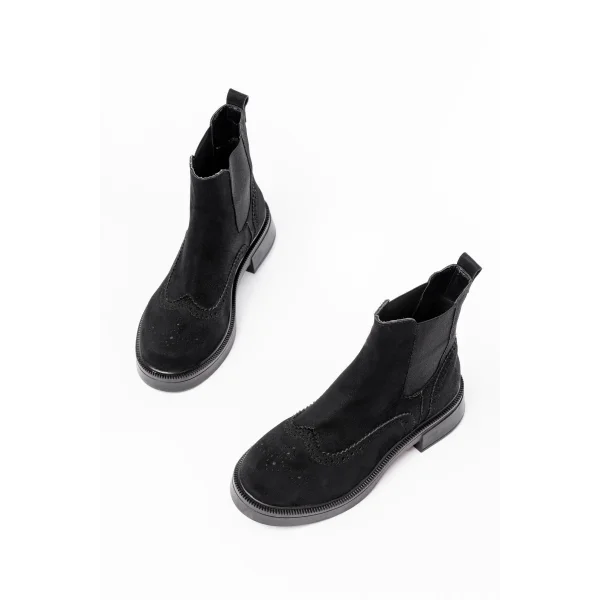 02-2002 Siyah Süet Lastikli Günlük Kadın Bot