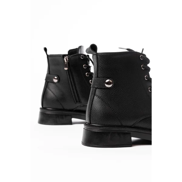 02-2003 Siyah Galata Bağcıklı Fermuarlı Günlük Kadın Bot